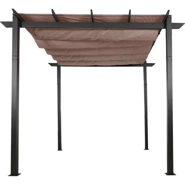 Mendler 'HWC-N93' Pergola, stabiles 8cm-Gestell mit Schiebedach UV50+ 3x3 m, Aluminium, Taupe – Bild 8