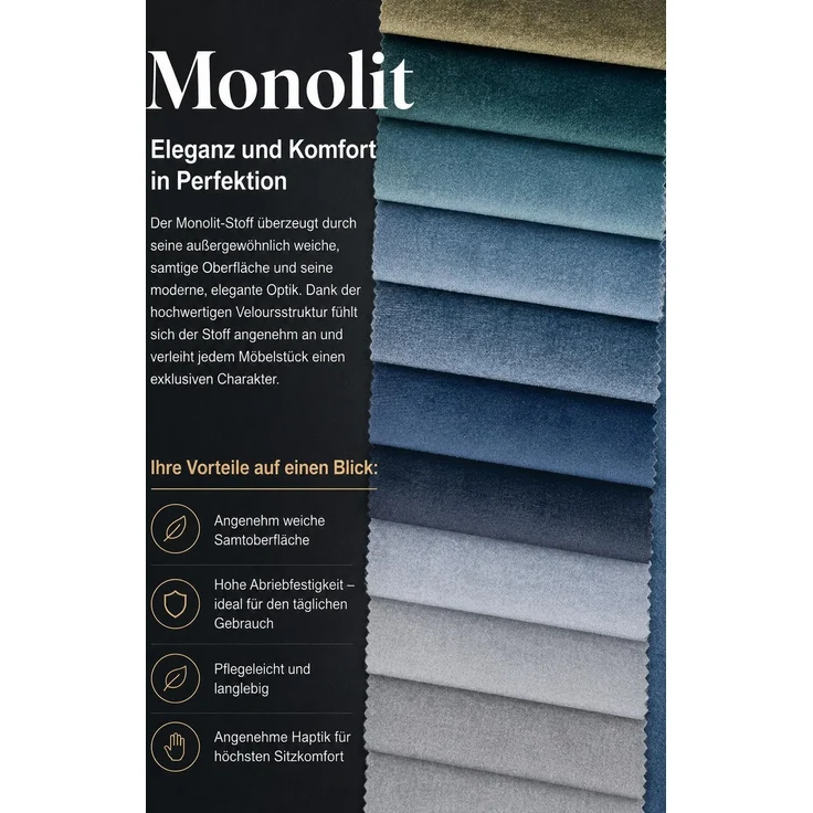 KRISAN MÖBEL Sofa MADERA in Blau Stoff MONOLIT, modernes Schlafsofa mit Schlaffunktion, 232 × 83 x 92 cm – Bild 5