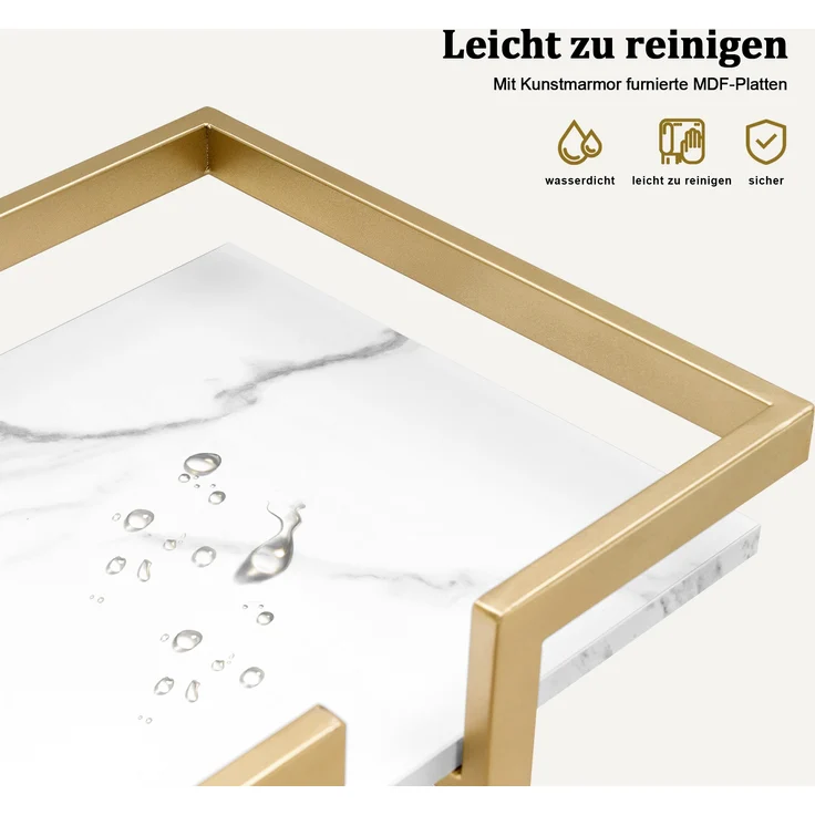 M MCombo Servierwagen mit Rollen, Küchenwagen Barwagen Metallgestell Weiß-Gold, Moderne Rollwagen Mehrzweckwagen mit 3 Ebenen, für Küche Bad Wohnzimmer Büro, 0033 – Bild 7