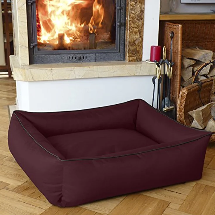 BedDog Hundebett MAX, großes Hundekörbchen aus Cordura, waschbares Hundebett mit Rand, Hundesofa vier-eckig (XXL) ca. 120x85x23cm, CHERRY (bordeaux) – Bild 5