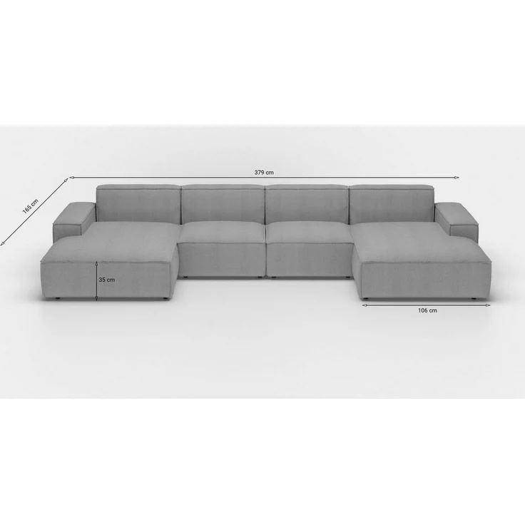 Wohnlandschaft Sofa U-Form CELES PREMIUM in Stoff Scala Hellbeige – Bild 2