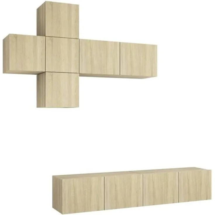 vidaXL 7-tlg. TV-Schrank-Set Sonoma-Eiche Spanplatte [3079023]