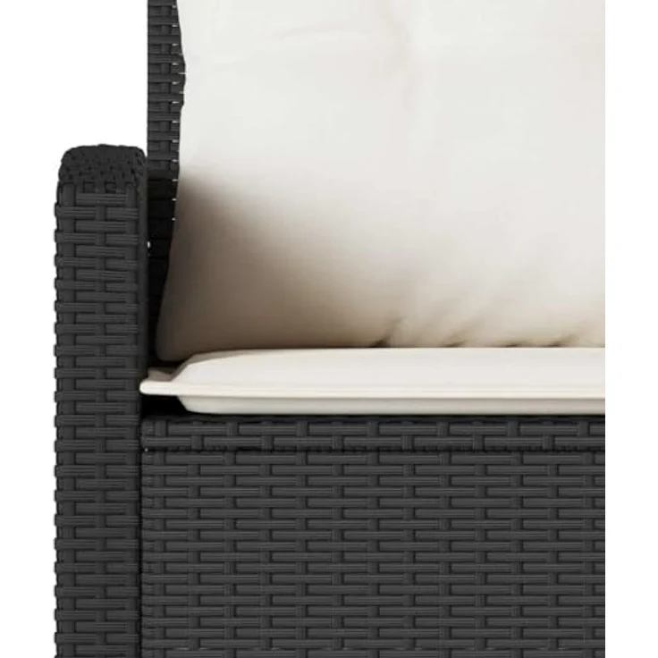 vidaXL L-förmiges Couchsofa mit Kissen Schwarzes Polyrattan 365415 – Bild 6