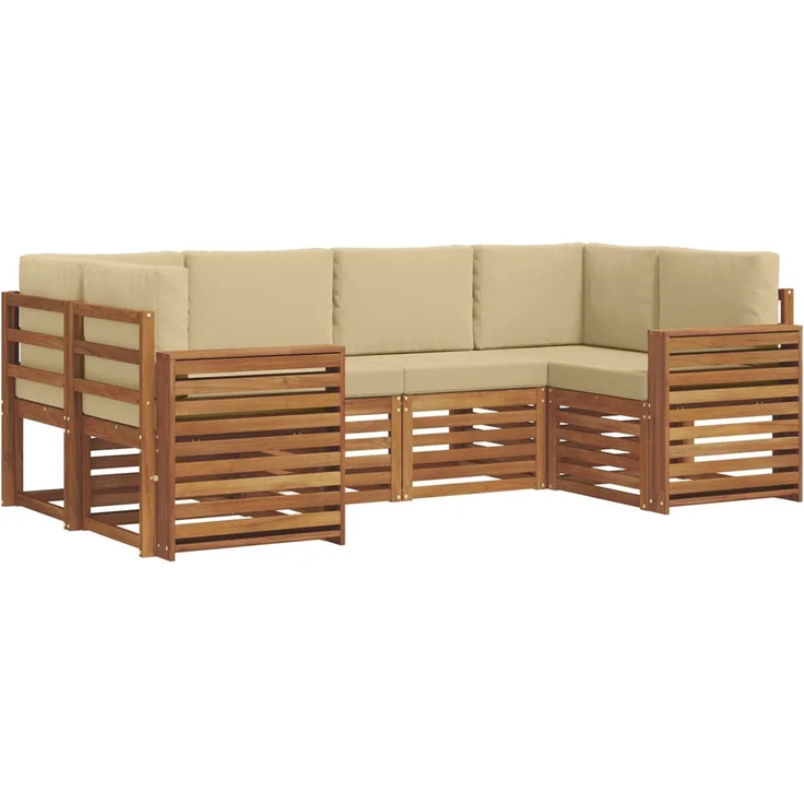 vidaXL Outdoor-Sofagarnitur 6 stk. 6-Sitzer Natur und Beige 3375378 – Bild 2
