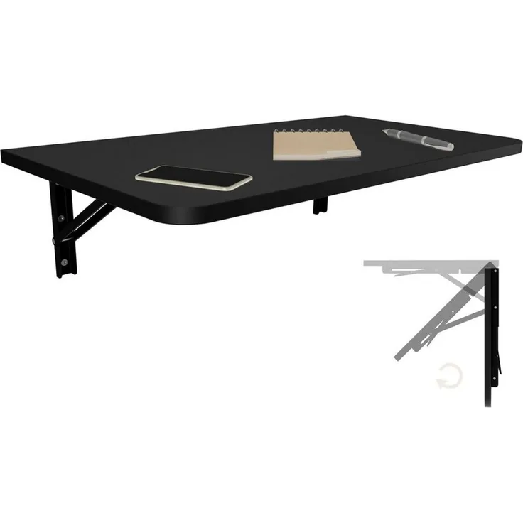 KDR Produktgestaltung Klapptisch 70x40 Wandklapptisch Esstisch Küchentisch Schreibtisch Wand Tisch, Schwarz