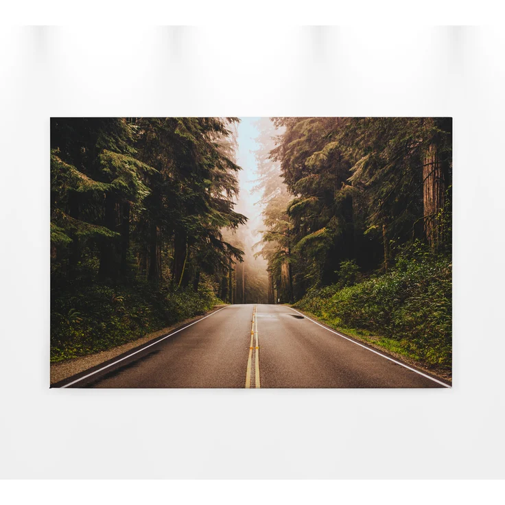Leinwandbild Straße Wald Grün braun 90x60 DD120309 Keilrahmen Wandbild Leinwand – Bild 1