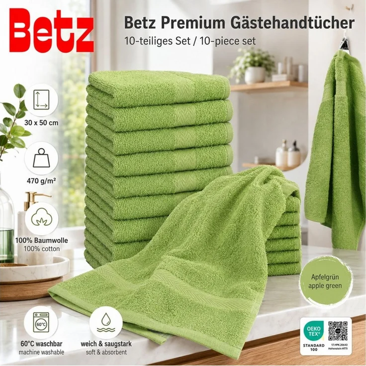 Betz Gästehandtücher 10 tlg. Gästehandtücher-Set PREMIUM 100 % Baumwolle 30x50cm, 100% Baumwolle (10-St) – Bild 2