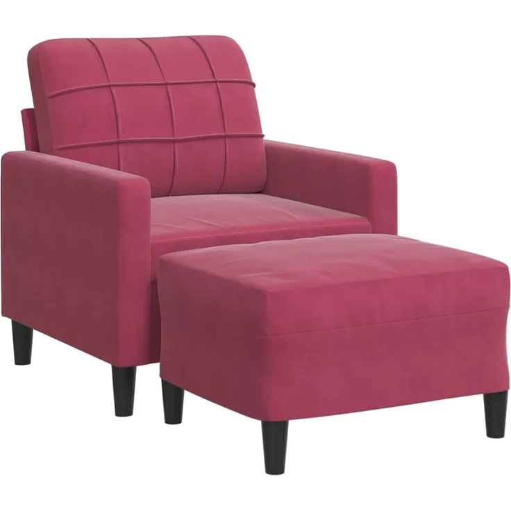 vidaXL Sessel mit Hocker Weinrot 60 cm Samt 3278261