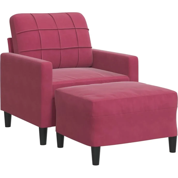 vidaXL Sessel mit Hocker Weinrot 60 cm Samt 3278261 – Bild 1