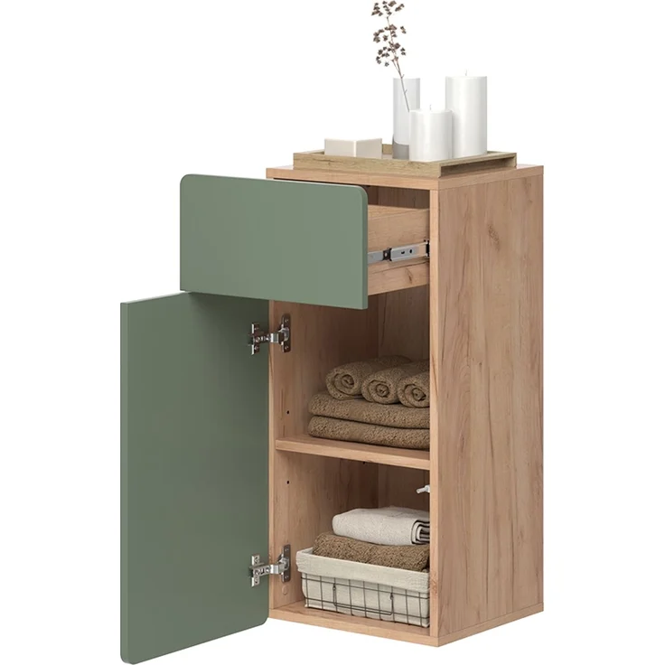 Midischrank Izan Grün/Goldkraft Eiche 36.6 x 76.6 cm mit Schublade und Tür Vicco – Bild 6