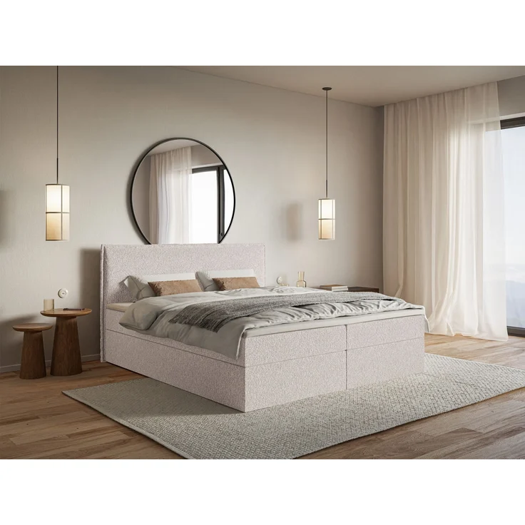Selsey 'Softie' Boxspringbett 140x200 cm mit Topper und Stauraum, Chenille, Beige – Bild 3