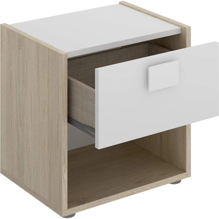 Vente-unique - SONIA Nachttisch Holz, Platte BeigeWeiß - B 33 cm x H 40 cm x L 42 cm – Bild 4