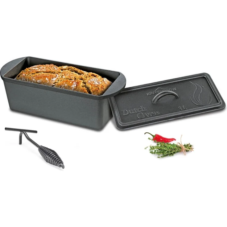 Küchenprofi 'Dutch Oven' Kastenform, Gusseisen anthrazit, 28 cm, 3 l – Bild 3