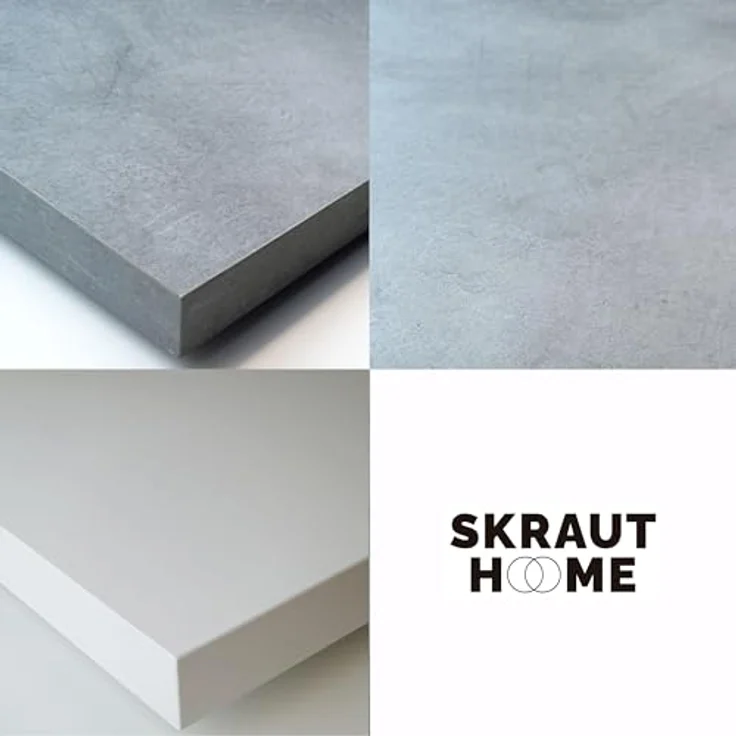Skraut Home | Ausziehbarertisch | Multifunktionaler ausziehbarer | 300 | Für 14 Gäste | Massivholz Beine | Moderner Stil | Mattweiß und Zement – Bild 7