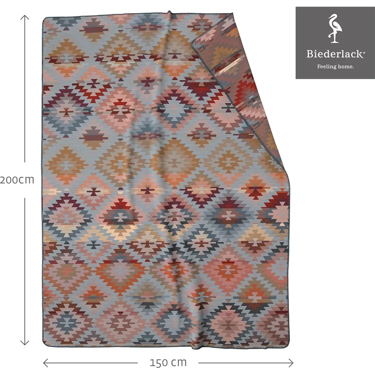 Wohndecke Navajo, bunte Ethno-Sofadecke in 150x200 cm, Biederlack, Decke aus Baumwollmischgewebe, Made in Germany – Bild 2