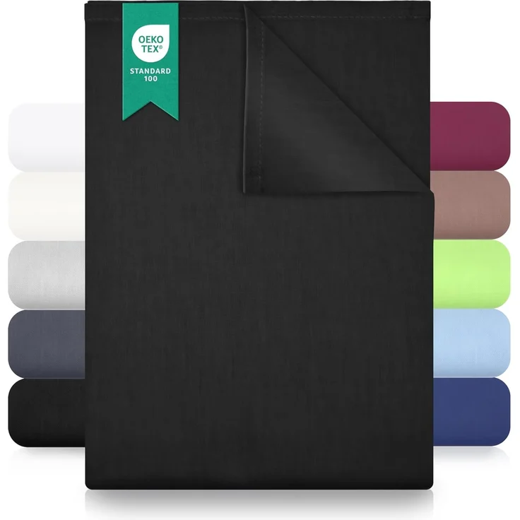 GREEN MARK Textilien Klassische Bettlaken | Betttuch | Laken | Leintuch | Haustuch 100% Baumwolle ohne Gummizug vielen Größen und Farben Größe:150x250 cm, schwarz…