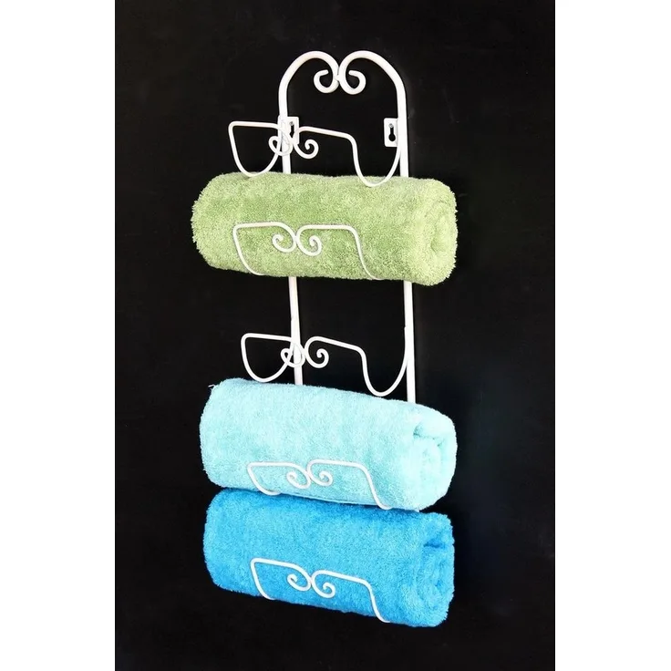 DanDiBo Handtuchhalter Wand Handtuchregal 081220 Wandmontage Antik Weiß Vintage Wandhandtuchhalter Bad Badezimmer