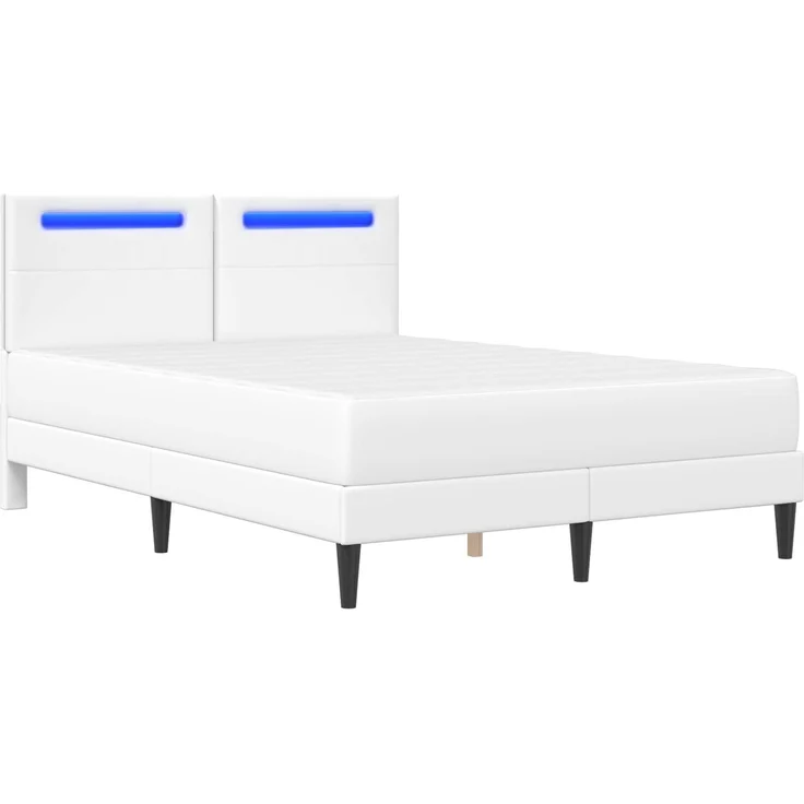 vidaXL Bettrahmen mit LED-Lichtleisten mit Kopfteil 2 pcs Kunstleder 3414993 – Bild 5