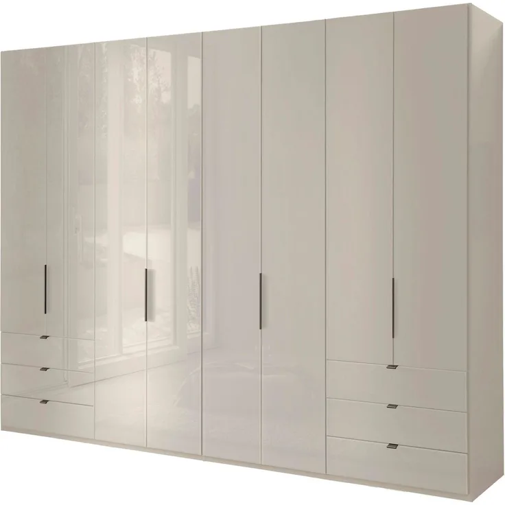 WIEMANN Falttürenschrank Ohio, Kleiderschrank, Schrank, Garderobe, mit Schubladen, 300 cm (inklusive Einlegeböden & Kleiderstangen, 2 Höhen, MADE IN GERMANY) inklusive Tür und Schubkastendämpfung, hochwertige Glasfront