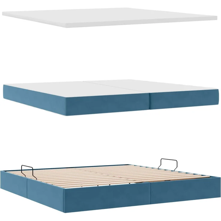 vidaXL Aufbewahrungsbett mit Matratze Dunkelblau 200 x 200 cm Samt 3372115 – Bild 8