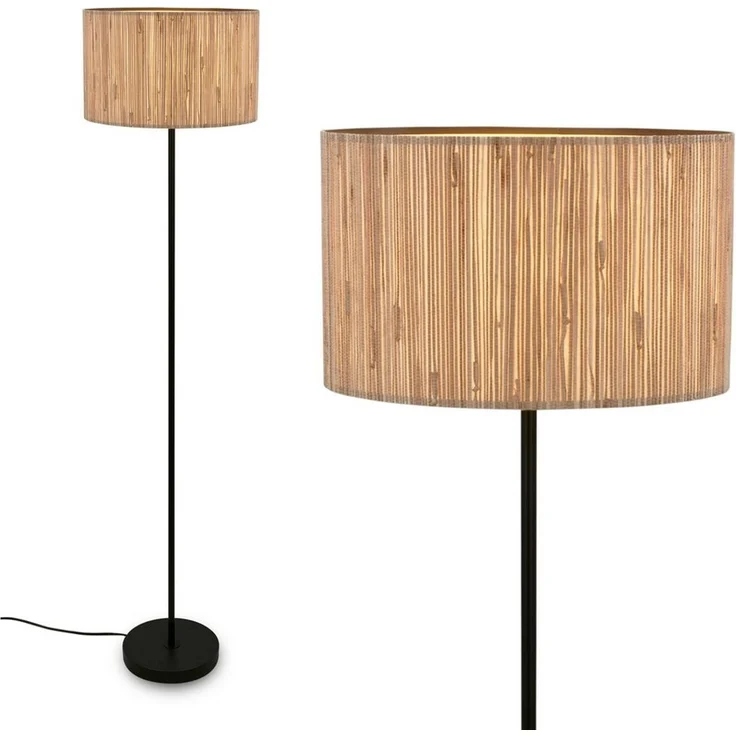 Briloner Leuchten LED Stehlampe Stehleuchte E27 Boho Natur Beige Wohnzimmer, ohne Leuchtmittel, Abhängig vom Leuchtmittel - Warmweiß/Neutralweiß/Kaltweis, Stehleuchte 35 x 161 cm Beige max. 10W Wohnzimmer Flur Büro – Bild 5