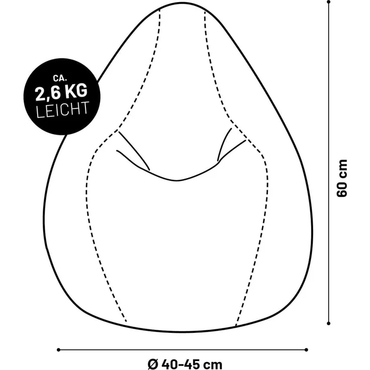Lumaland 'Luxury Fluffy' Sitzsack, Webplüsch, Grün, 60 x 45 cm, 120 l – Bild 8