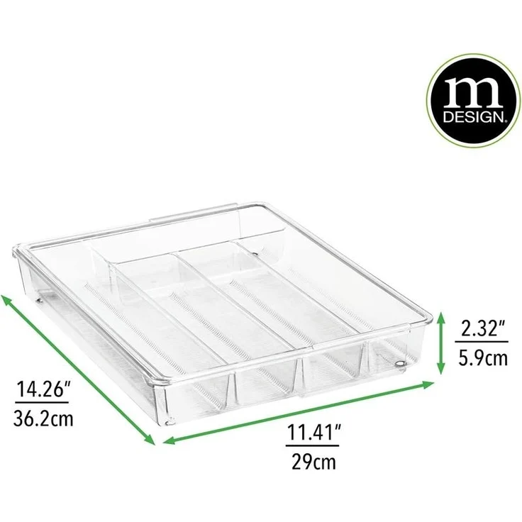 Besteckkasten Schubladen Organizer 2er Set ausziehbar mDesign transparent – Bild 2