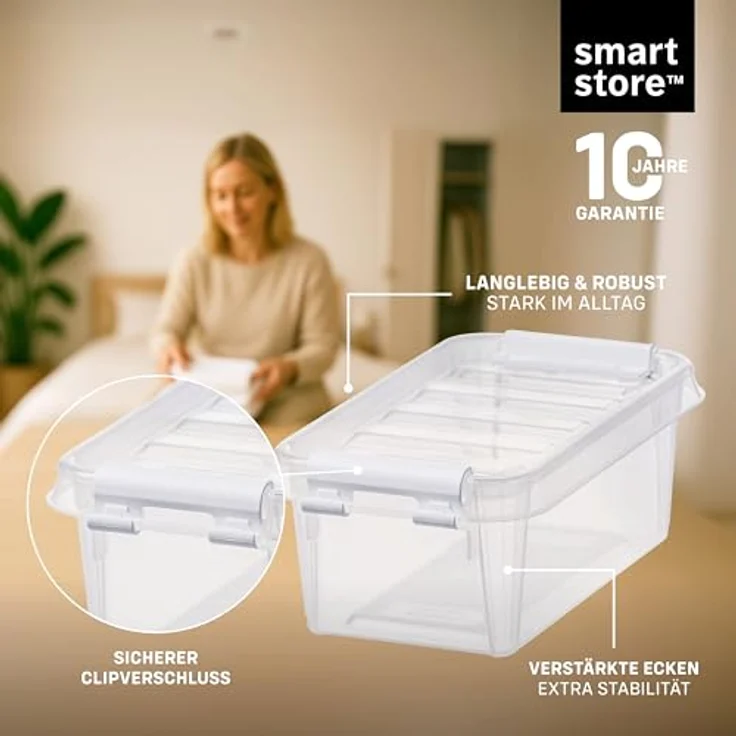 SmartStore - 10x kleine Aufbewahrungsboxen mit Deckel Classic 0,3L (15 x 9 x 6 cm) | Stapelbare Box mit Deckel | Lebensmittelechte Kunststoffbox | Kleine Plastikbox mit Deckel & verstärkten Ecken – Bild 3