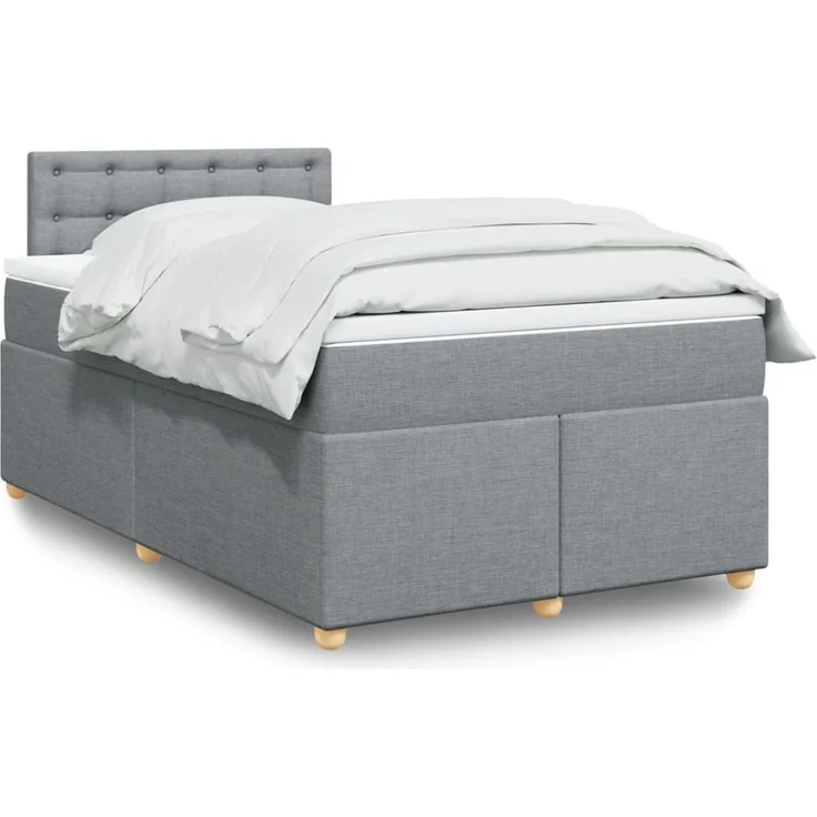 vidaXL Boxspringbett mit Matratze Hellgrau 120x200 cm Stoff 3288961 – Bild 1