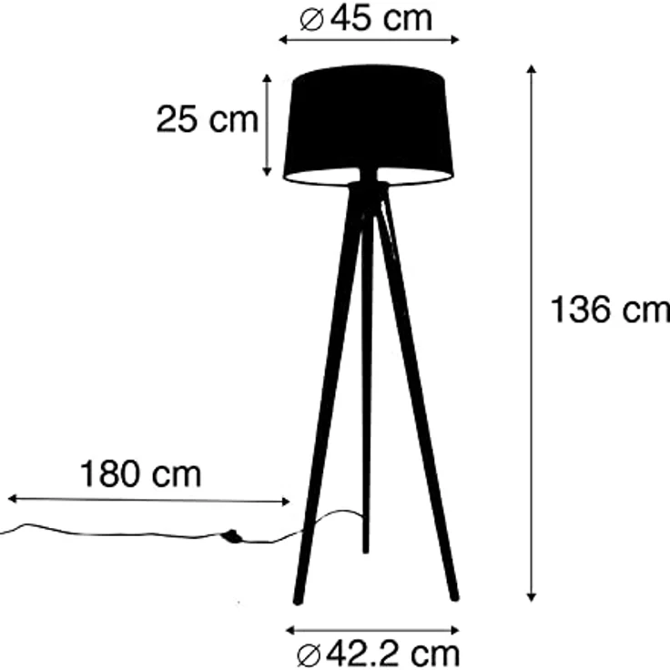 Qazqa Stehlampe Tripod_classic, ohne Leuchtmittel, E27, Weiß, Landhaus, Holz, 1-flammig – Bild 4