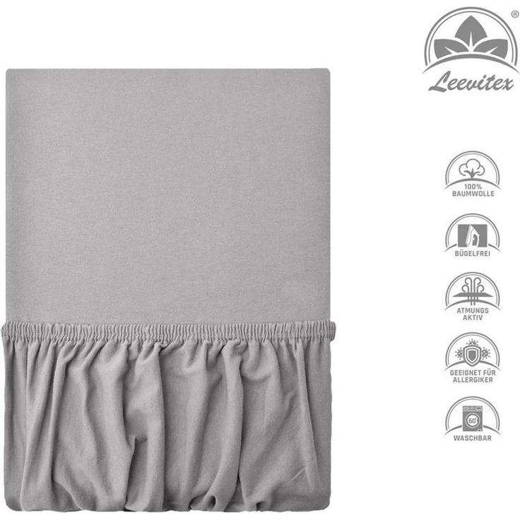 leevitex® Spannbettlaken Spannbettlaken Premium Elasthan, Gummizug: rundum, blickdicht, Anti-Pilling, 97% Baumwolle, 3% Elasthan, 40 cm Steg – Bild 2