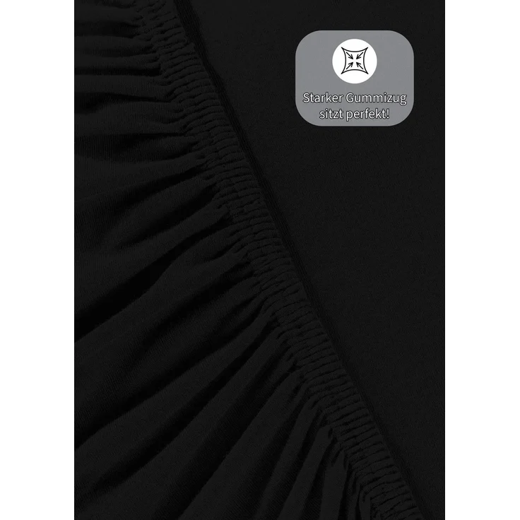 KK Jersey Spannbettlaken, Baumwolle Schwarz, 90 x 200 x 30 cm – Bild 7