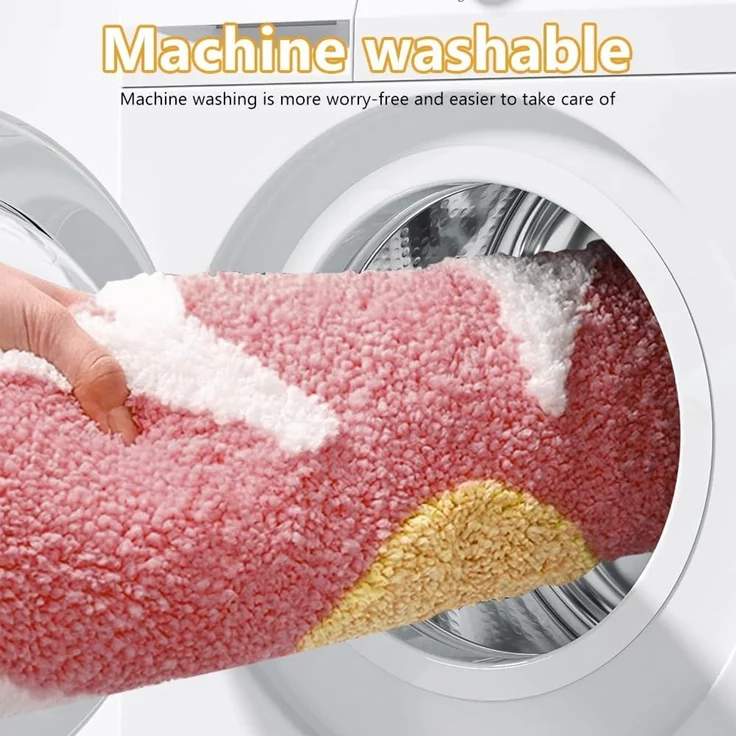 ABC Badematte mit Blumenmuster 40 x 40 cm – Weiche, rutschfeste Badematte mit hoher Saugfähigkeit; aus Mikrofaser, waschbar; geeignet für Badezimmer, Küchen, Toiletten, Kinderzimmer und Haustiere (rosa) – Bild 4