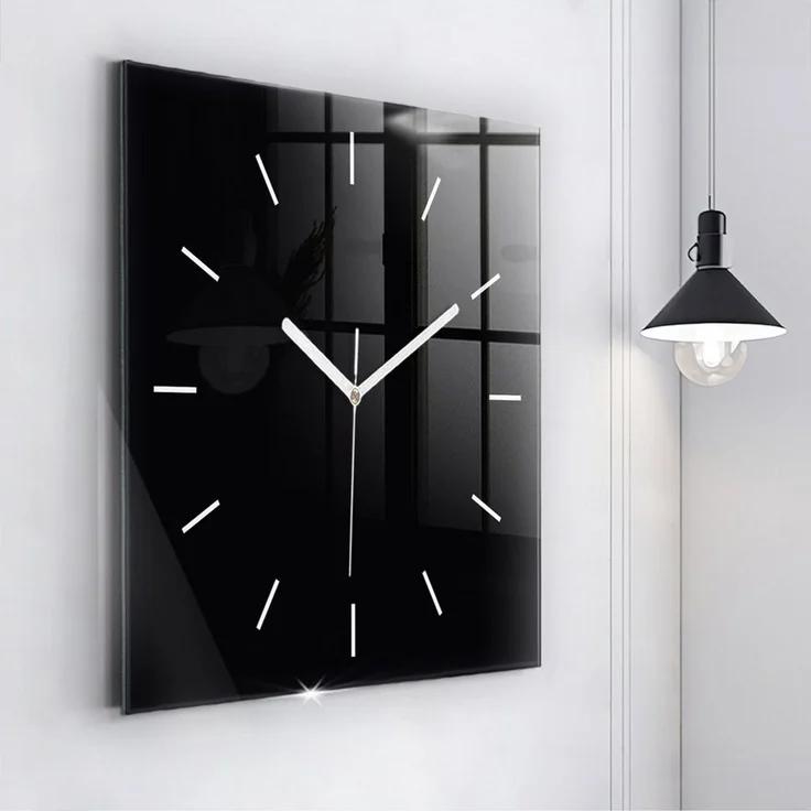 Tulup Wanduhr Wanduhr Modernistische Glaswanduhr 60x60cm Uhr aus gehärtetem Glas – Bild 3