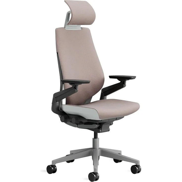 Steelcase Gesture Bürostuhl mit Bezug in Linse mit Kopfstütze, 66x62. 5x107 cm