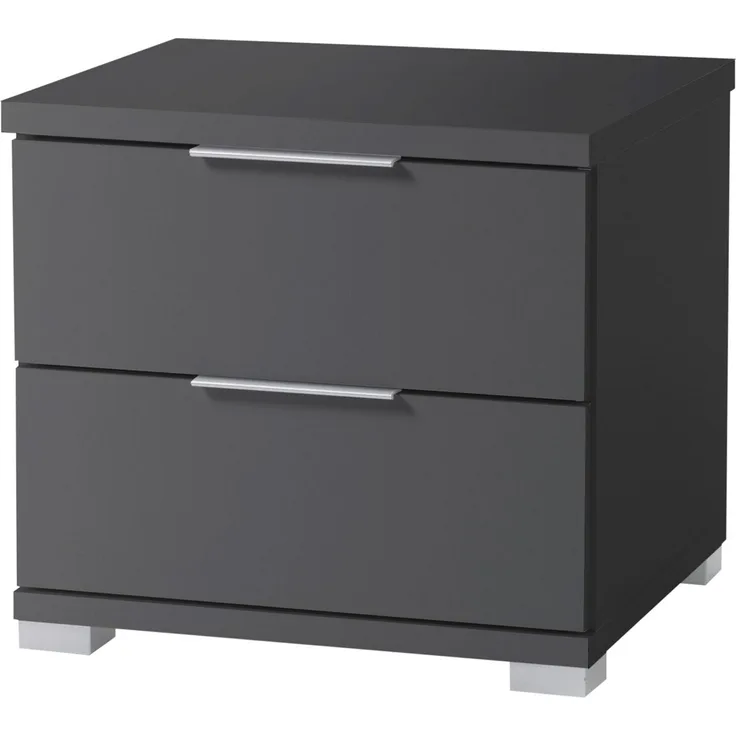 Nachtkommode >Smilla< in Graphit, Melamin - 46x43x42cm (BxHxT)