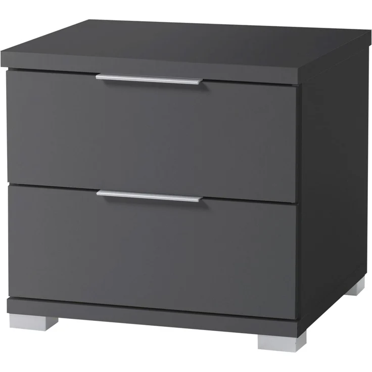 Nachtkommode >Smilla< in Graphit, Melamin - 46x43x42cm (BxHxT) – Bild 1