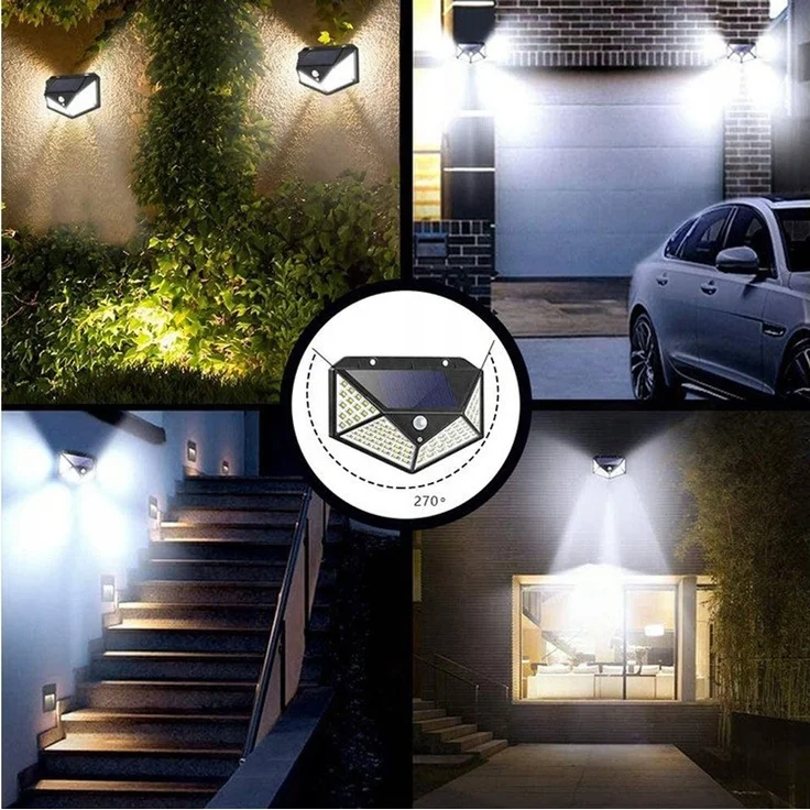 VERK GROUP LED Solarleuchte 100 LED Solarleuchte Bewegungsmelder Außen Solarstrahler 600lm, LED fest integriert, 100 LEDs, Bewegungs- & Dämmerungssensor – Bild 4