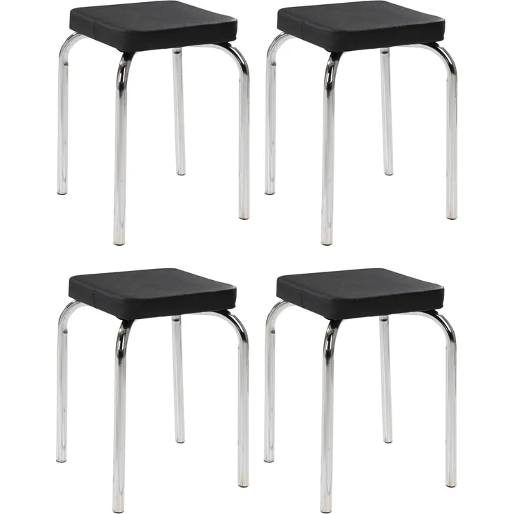 HAKU Sitzhocker Stapelhocker PIK, 4er Set, Schwarz, Kunstleder, stapelbar