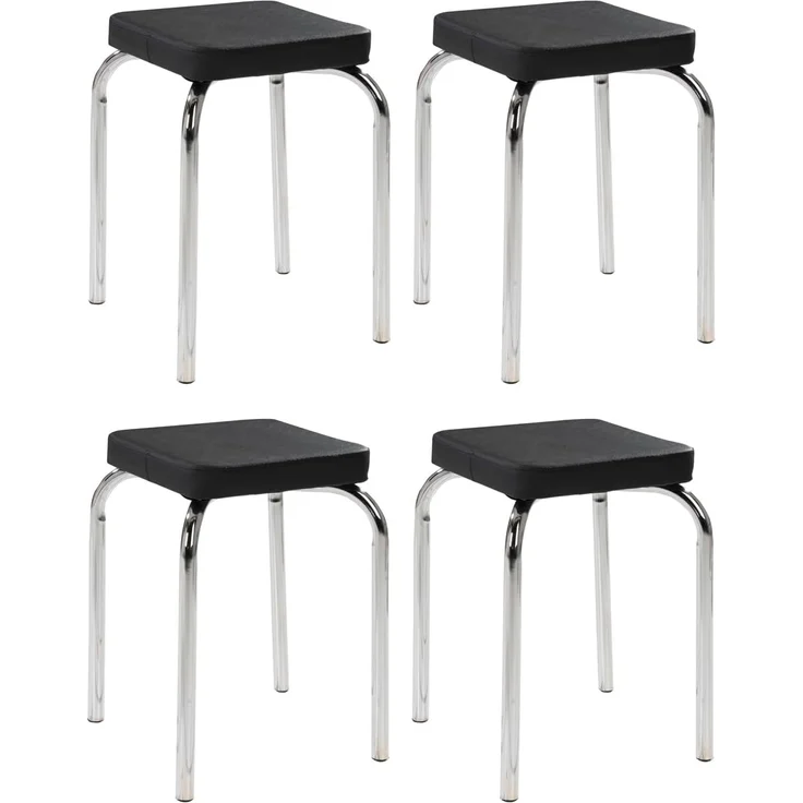 HAKU Sitzhocker Stapelhocker PIK, 4er Set, Schwarz, Kunstleder, stapelbar – Bild 1