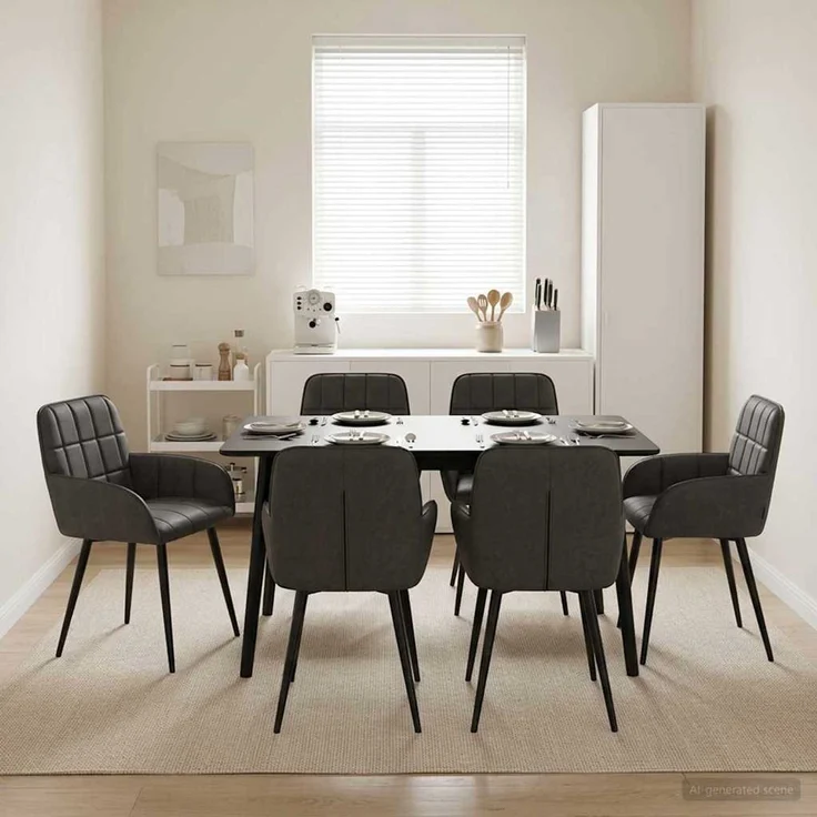 vidaXL Esszimmerstühle 6 pcs Kunstleder Schwarz 57 x 50 x 85 cm 3428189 – Bild 1
