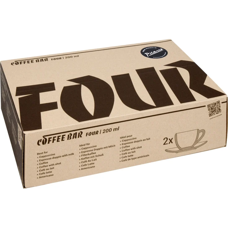 KÖNITZ 2er Set Coffee Bar FOUR Picasso Cappuccinotasse mit Untertasse 200 ml im Geschenkkarton – Bild 6