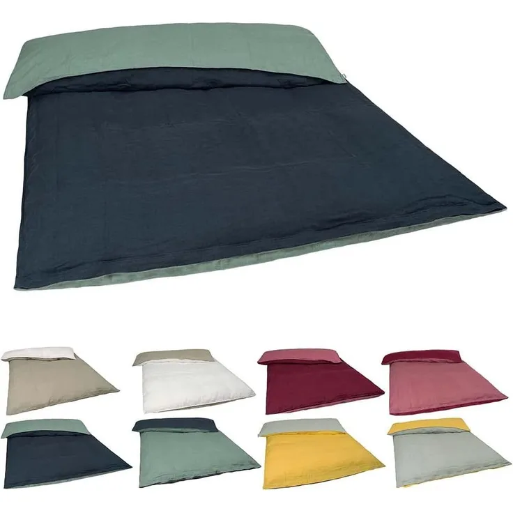 Bettbezug Doubleface ca. 135x200 cm natural-mint/tiefsee-blau 100% Leinen beties "Leinen"