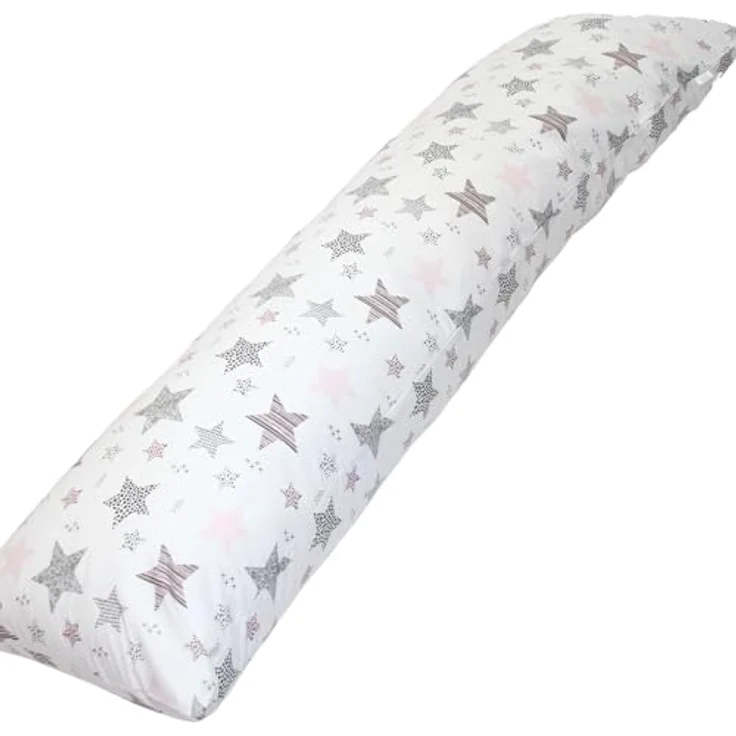 EMI & SAM Stillkissen Bezug Ersatzbezug 40x145cm für Seitenschläfer, 19L. Sterne Rosa - Bezug – Bild 2