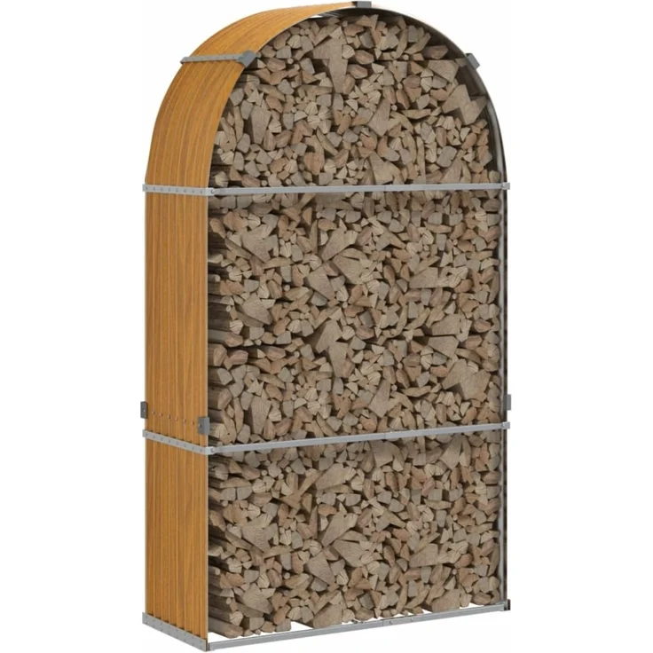 vidaXL Kaminholzunterstand Holzoptik 120x45x210 cm Verzinkter Stahl 364582 – Bild 8