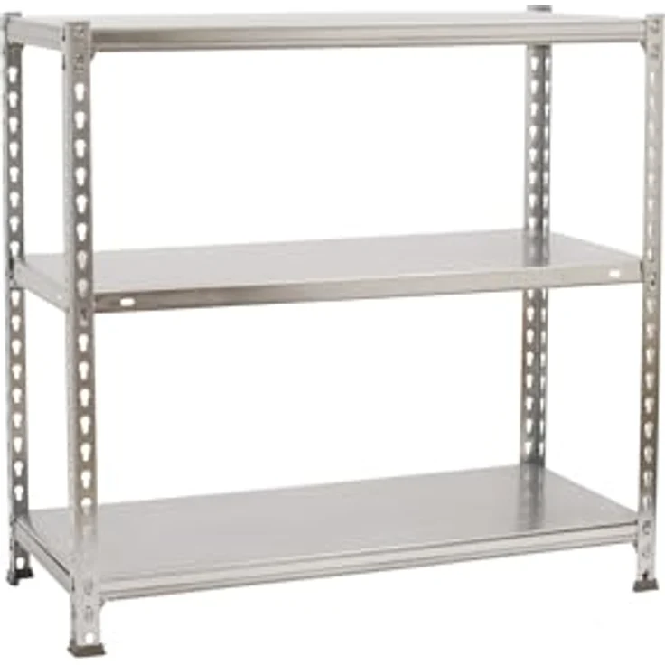 Simon Rack Ecoclick Regal mit 3 Ebenen, 70 kg Tragkraft und Biegepunkt, 900 x 900 x 500 mm, Schwerlastregal, Garagenregal, verzinkt – Bild 2