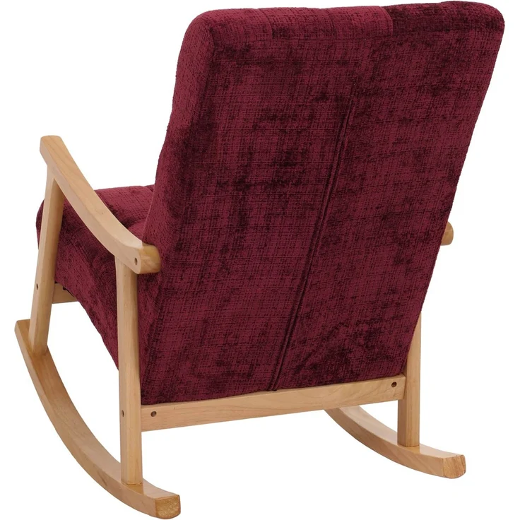 Schaukelstuhl HWC-K10, Relaxsessel, Holz FSC® Stoff/Textil Chenille (465g/m²) ~ bordeaux, Gestell natur – Bild 6