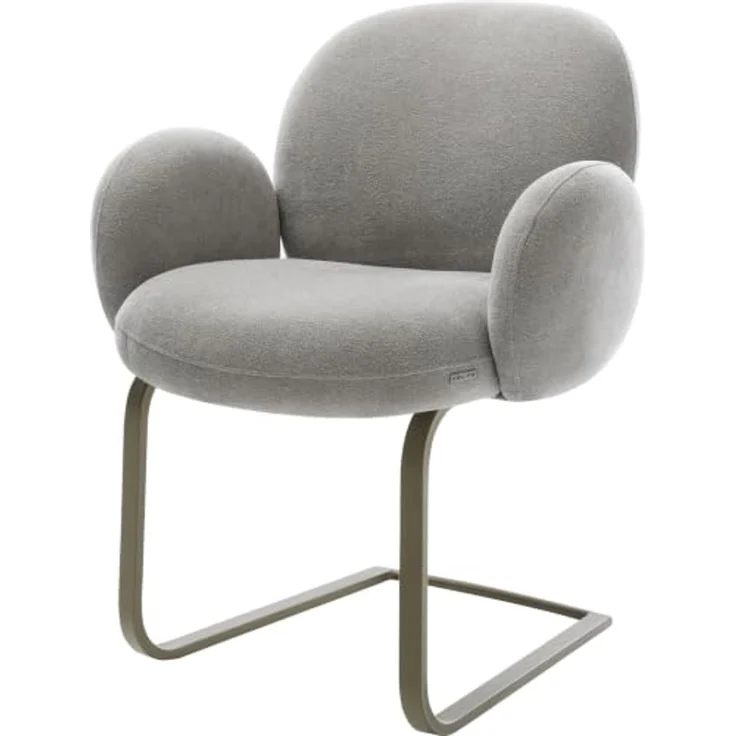 Freischwinger Nube-Flex mit Armlehnen Strukturstoff Soft Grau Freischwinger flach Effektfinish Titan Taschenfederkern – Bild 1