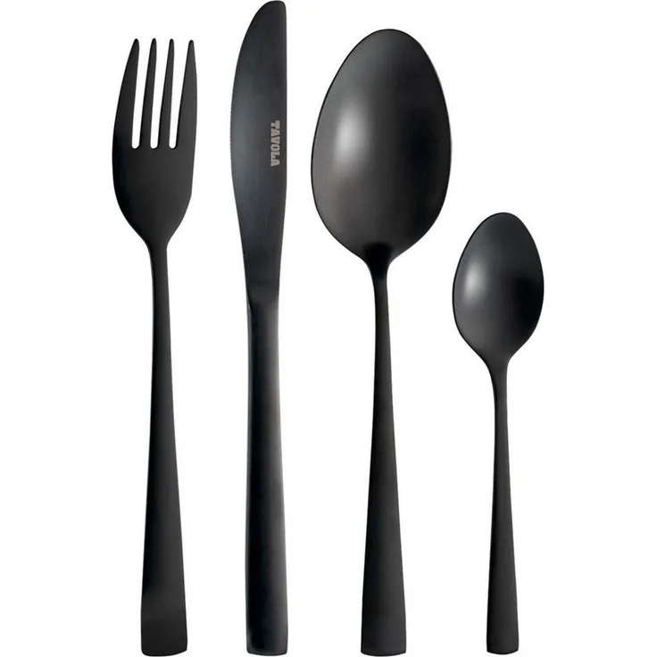 HIT Trading Besteck-Set QUEENY, Schwarz, Spülmaschinenfest, (16-tlg), 4 Personen, Edelstahl 18/0
