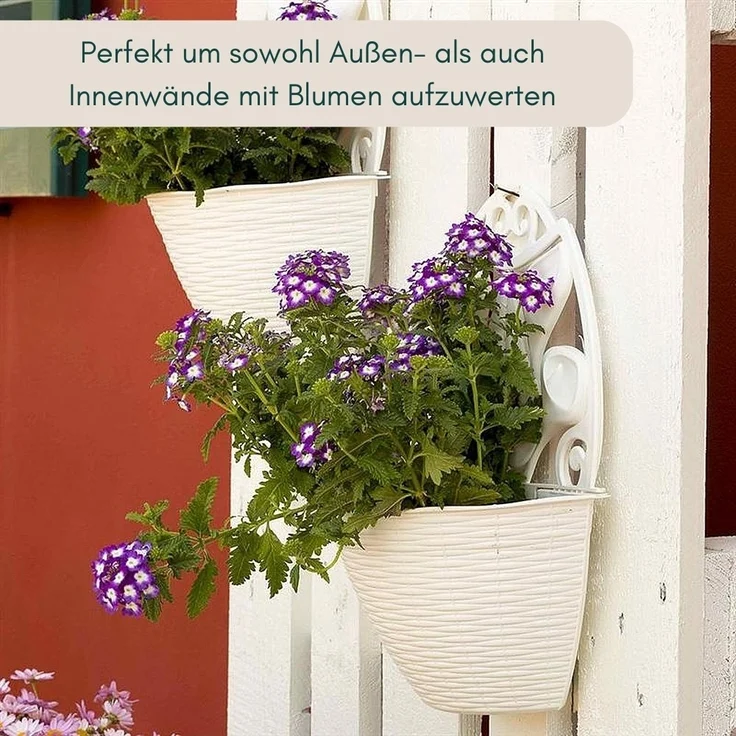 Blumentopf Wand Blumentopf Wandmontage Wandblumentopf Wandvasen für Pflanzen Wandhalterung Wandtopf Wandgefäß Rattan Optik anthrazit – Bild 7